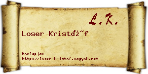 Loser Kristóf névjegykártya